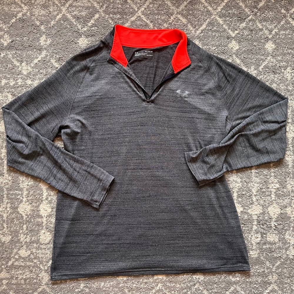 Under Armour Pullover Mens XL Gray HeatGear 1/4 Zip Long Sleeve Athletic Shirt